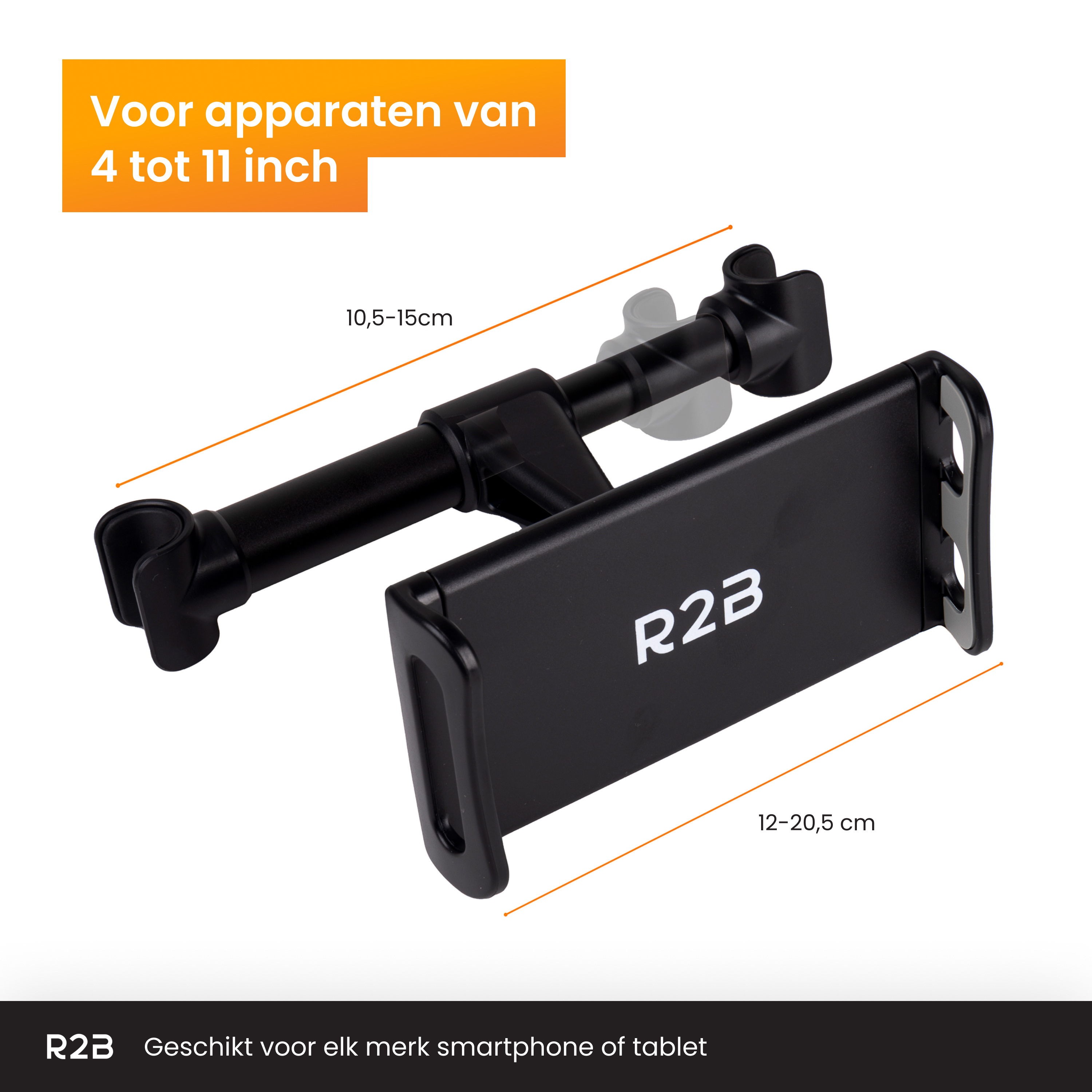R2B Stevige Auto Tablethouder voor de hoofdsteun