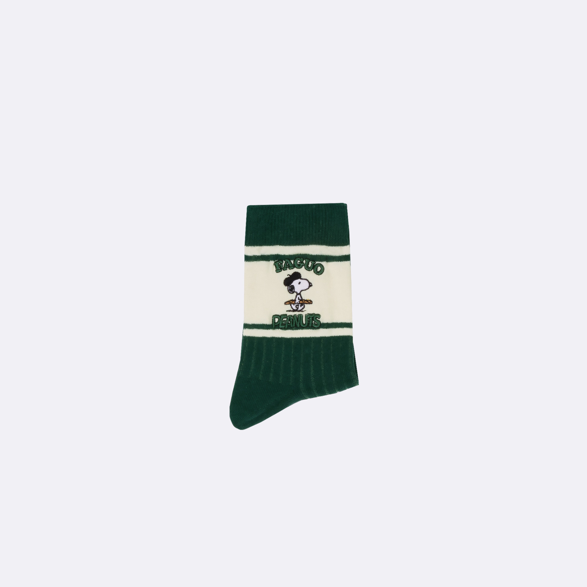 Chaussettes Peanuts écrues & vert foncé coton et polyester recyclé - modèle short socks x3