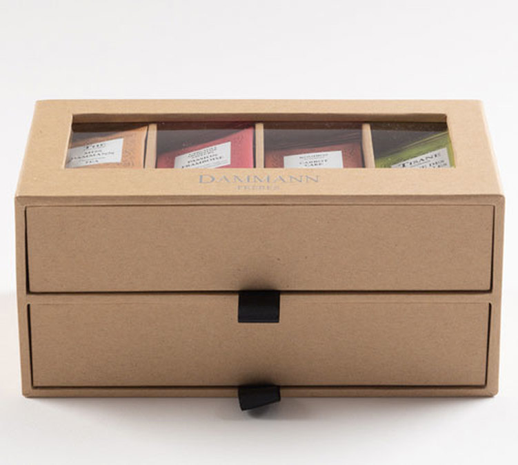 Coffret 7/7 kraft 2 tiroirs, garni de 56 sachets (thés & tisanes) -  DAMMANN FRÈRES