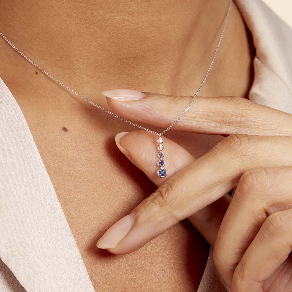 Collier Josephine Or Blanc Saphir Et Diamant