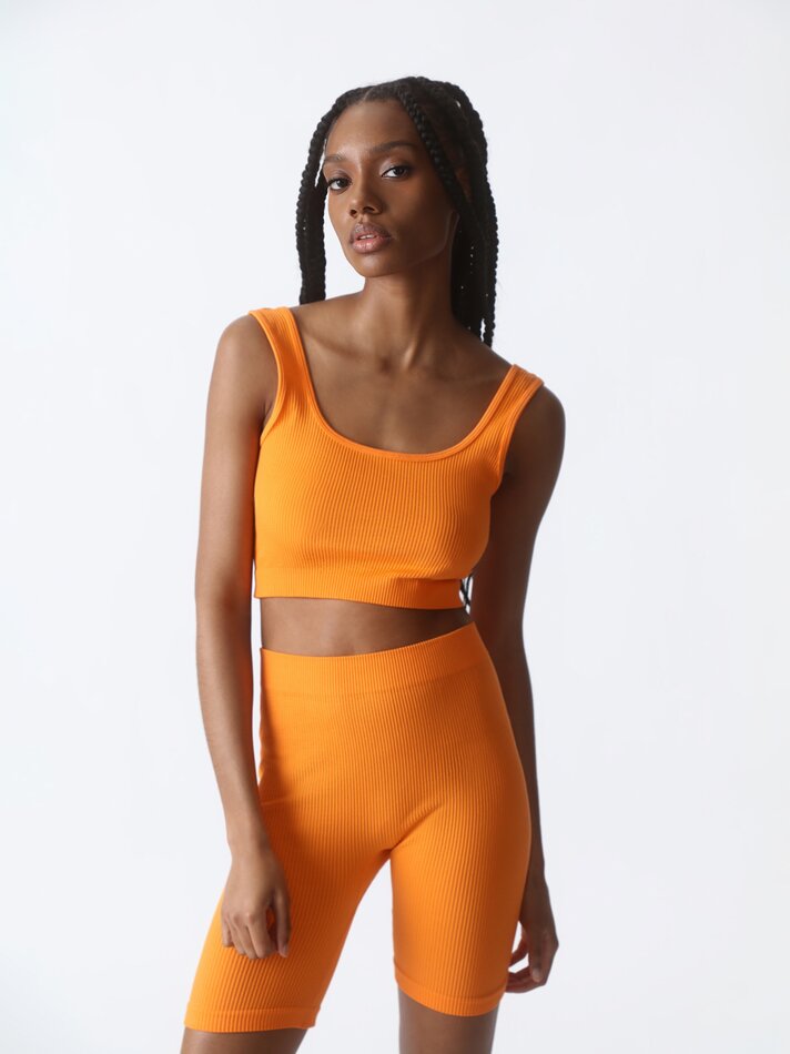 Calça legging de ciclismo sem costura - Laranja