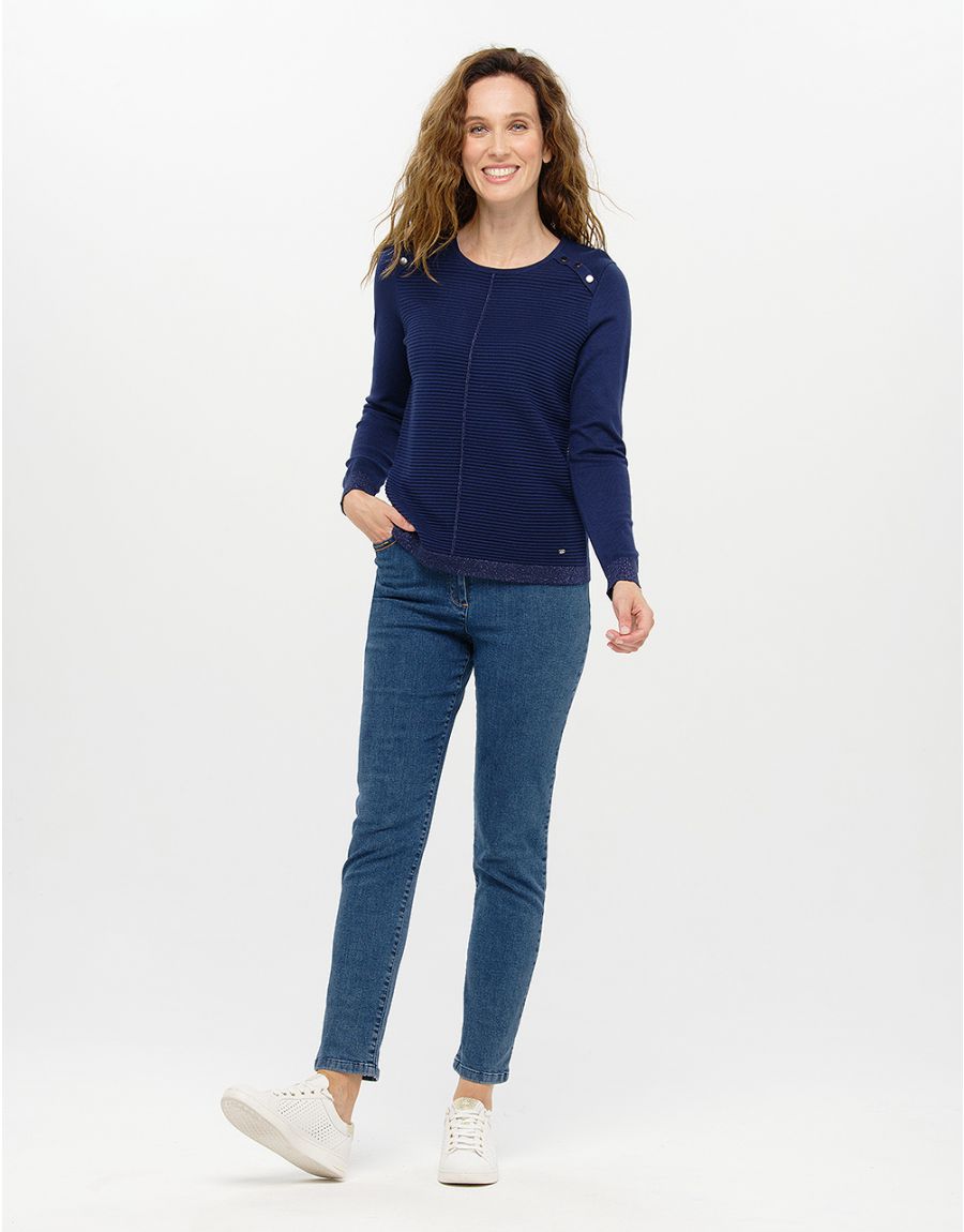 Pull bleu marine rayures
