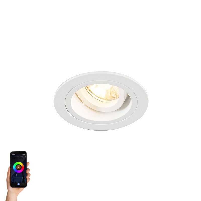 Smart inbouwspot wit rond kantelbaar incl. Wifi GU10 - Chuck