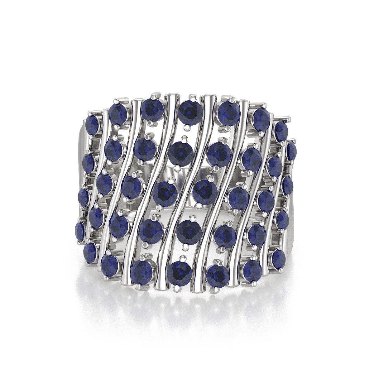 Bague ADEN Or 585 Blanc Saphir 6.92grs