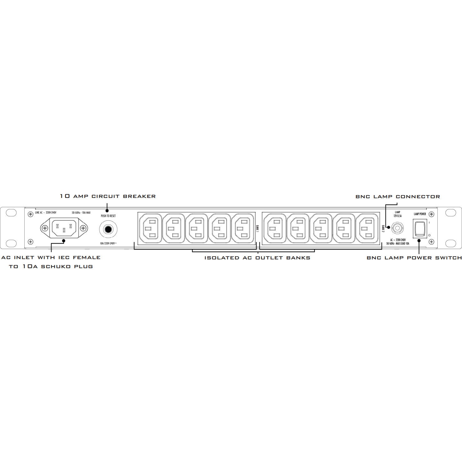 Furman PL-8C E 10A Power Conditioner 230V stroomverdeler met verlichting