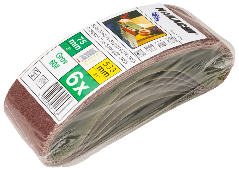 Slibebånd 75 x 533 mm K60 6-pak