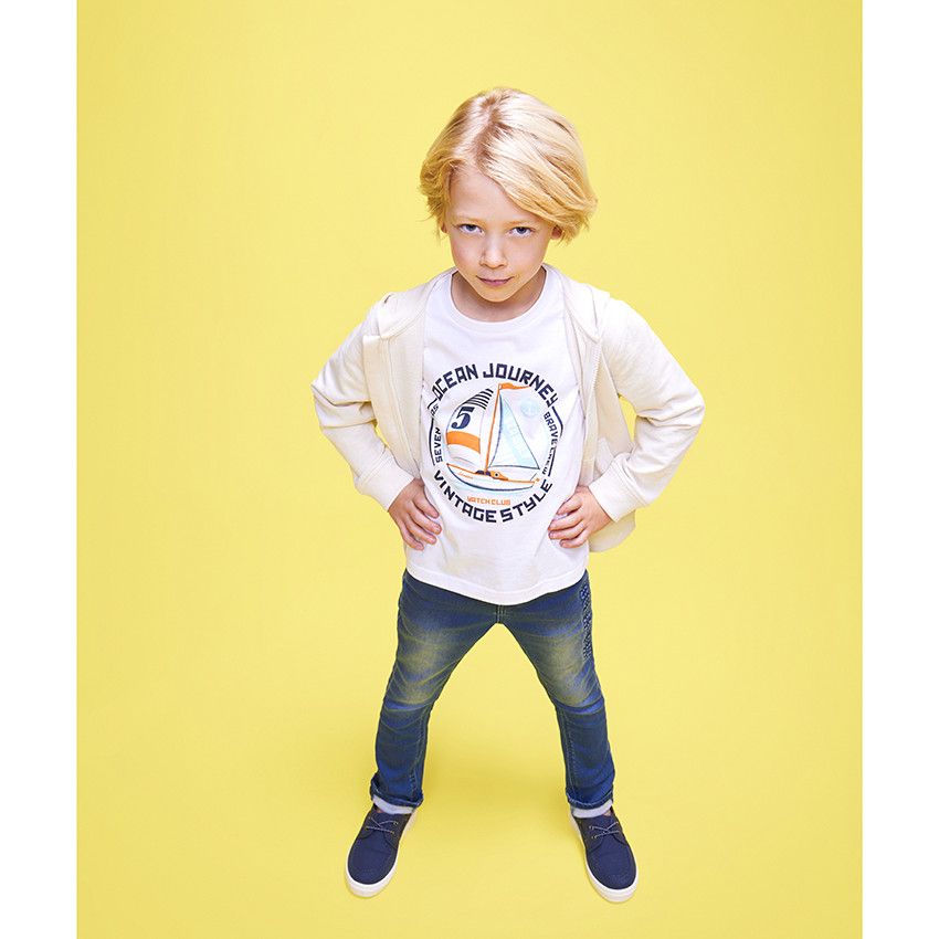 T-shirt manches courtes en jersey avec print fantaisie pour garçon - Blanc