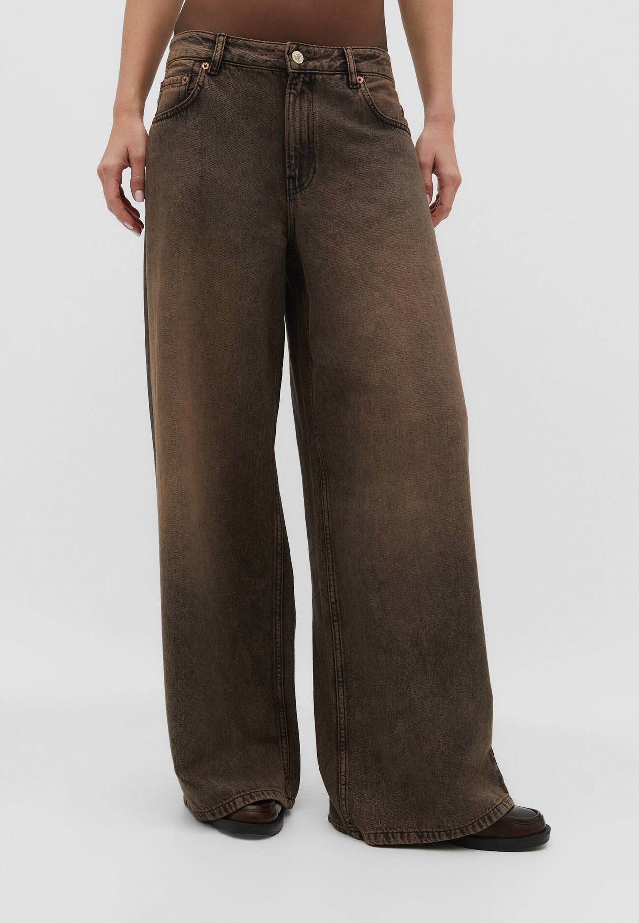 calças jeans de perna super larga