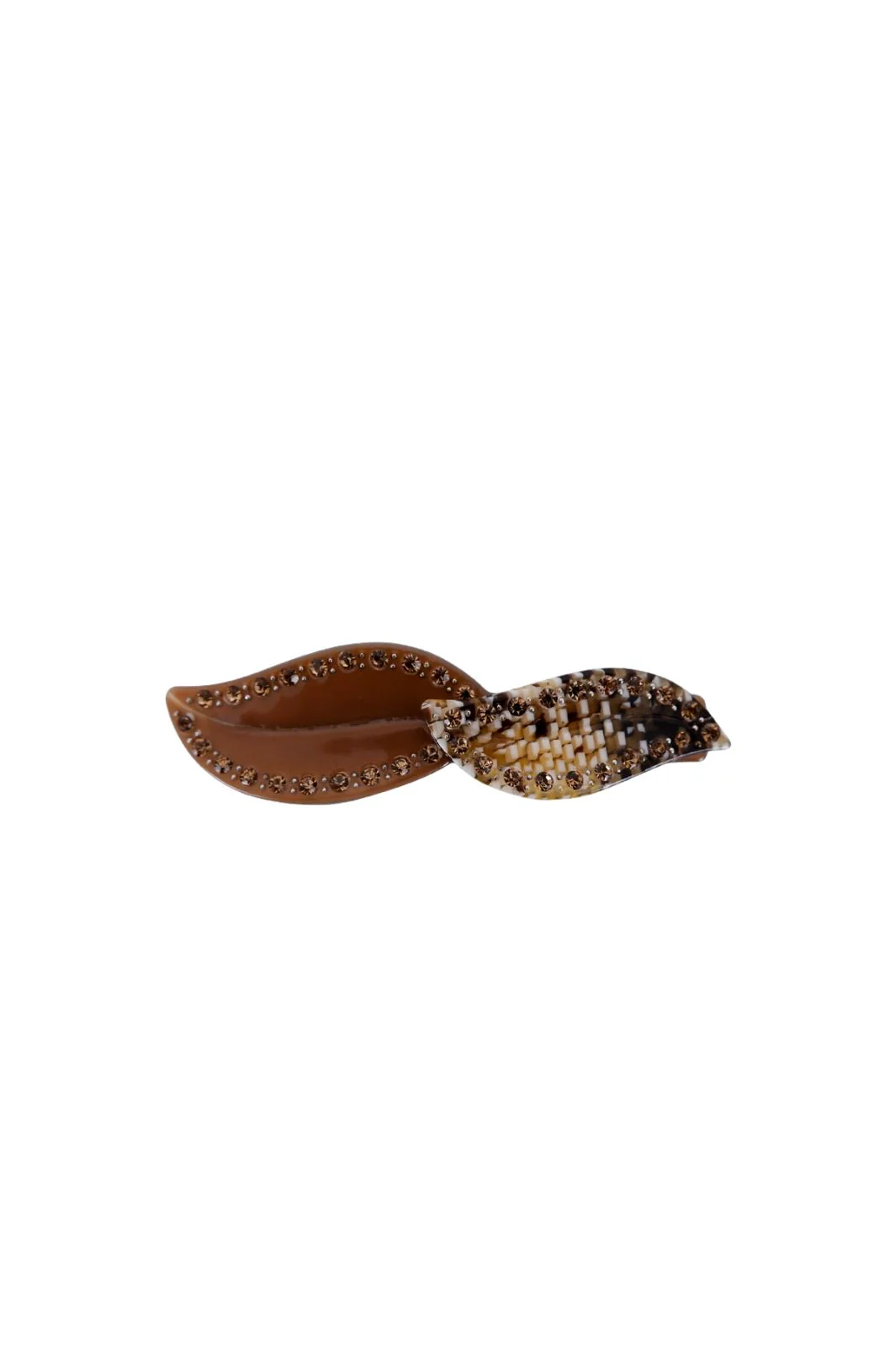 Black Colour Bcflorencia Leaf Rhinestone Hair Clip