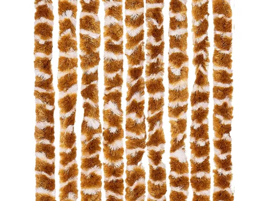 Rideau anti-mouches ocre et blanc 100x200 cm chenille