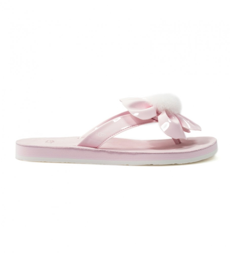 Chinelo UGG de couro rosa papoula