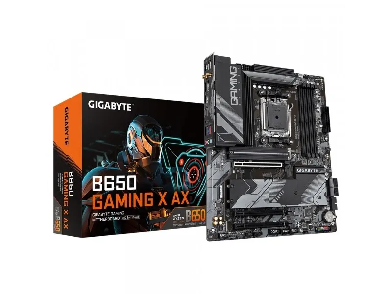 Gigabyte B650 GAMING X AX - Bundkort - ATX - Socket AM5 - AMD B650 Chipset - USB 3.2 Gen 2, USB-C 3.2 Gen2, USB 3.2 Gen 1 - 2.5 Gigabit LAN, Wi-Fi 6E, Bluetooth - onboard grafik (CPU påkrævet) - High Definition Audio (7.1-kanal)