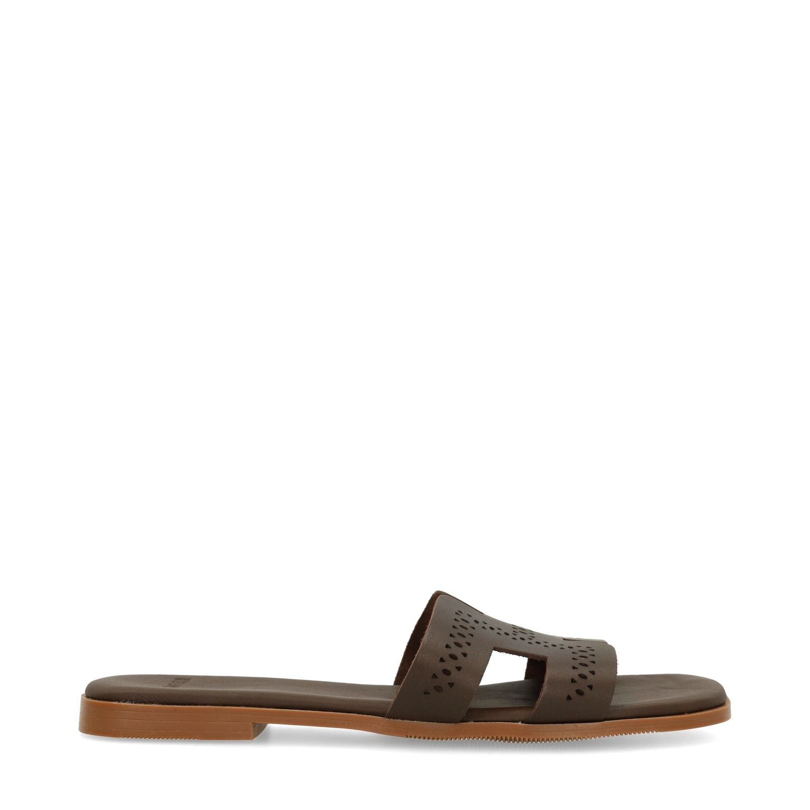 Donkerbruine leren slippers