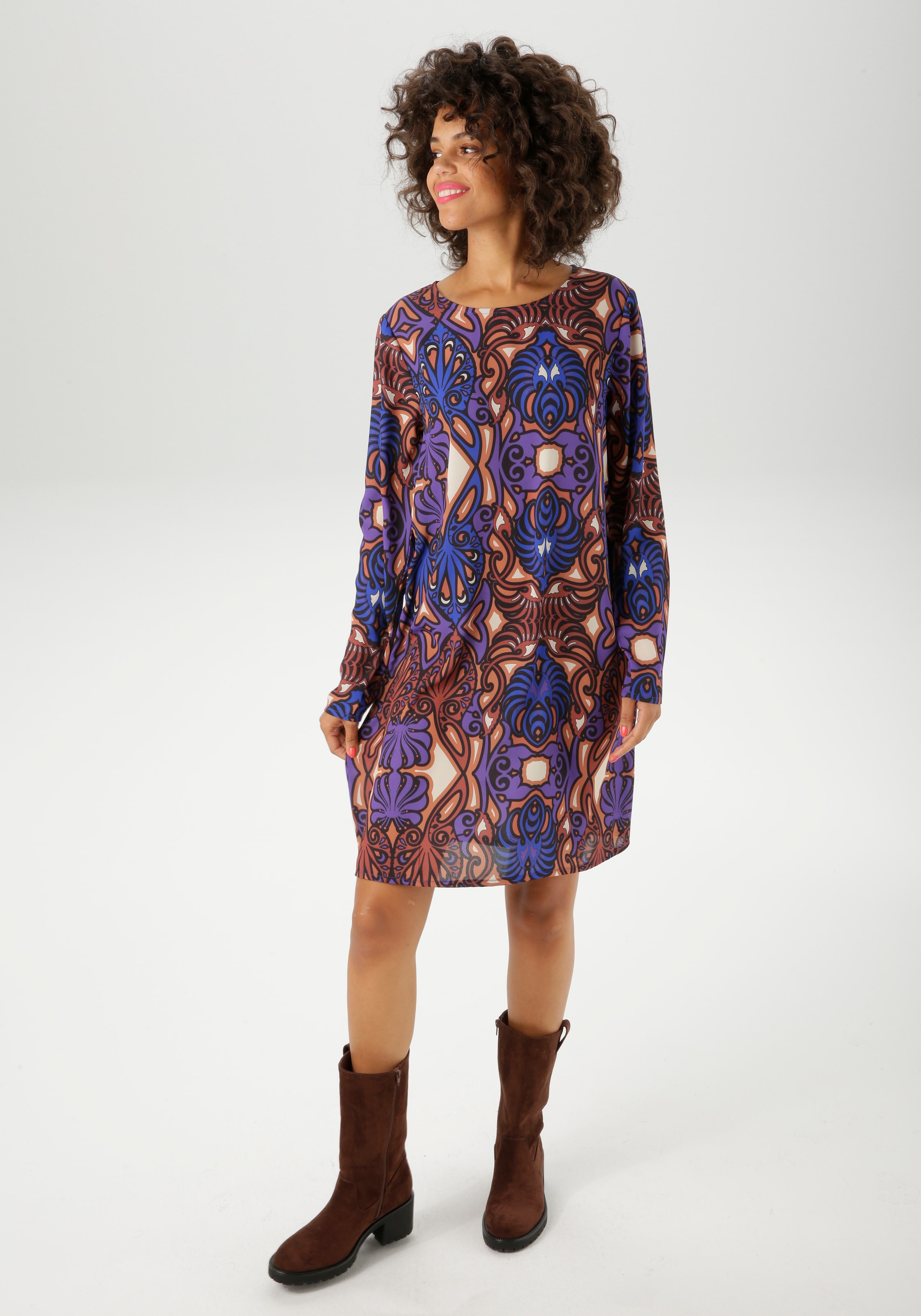 Aniston CASUAL Minikleid mit grossflächigem Ornament-Druck - NEUE KOLLEKTION