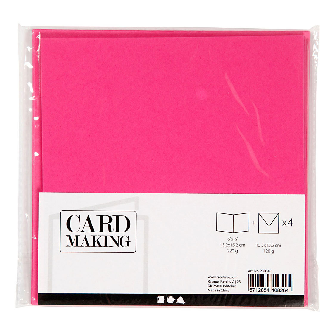 Kaarten en Enveloppen Donker Roze, 4st.