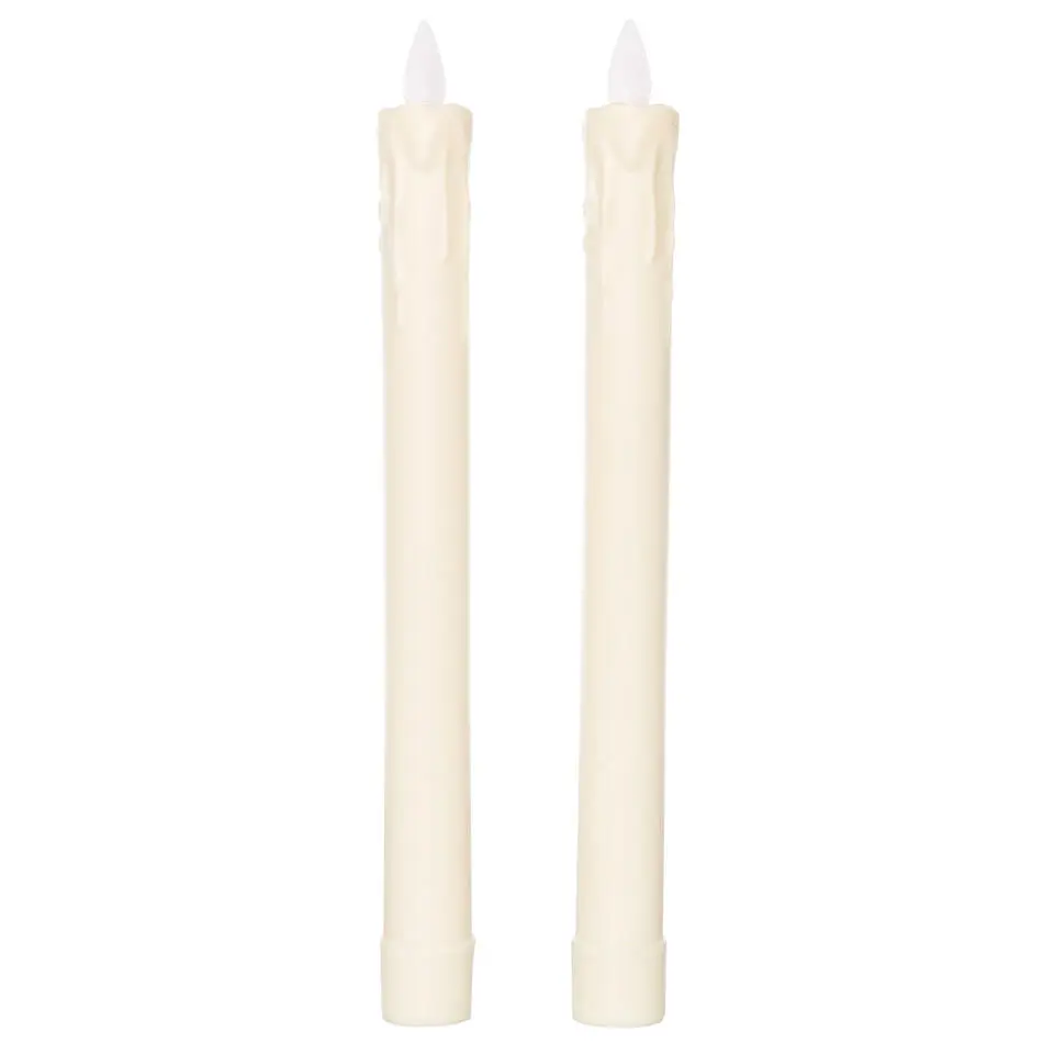 Anna's Collection LED Dinerkaarsen - 2x stuks - ivoor - 24 cm