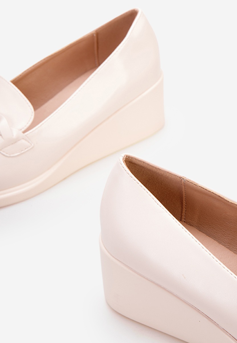 Mocassins femme à plateforme beige Cala