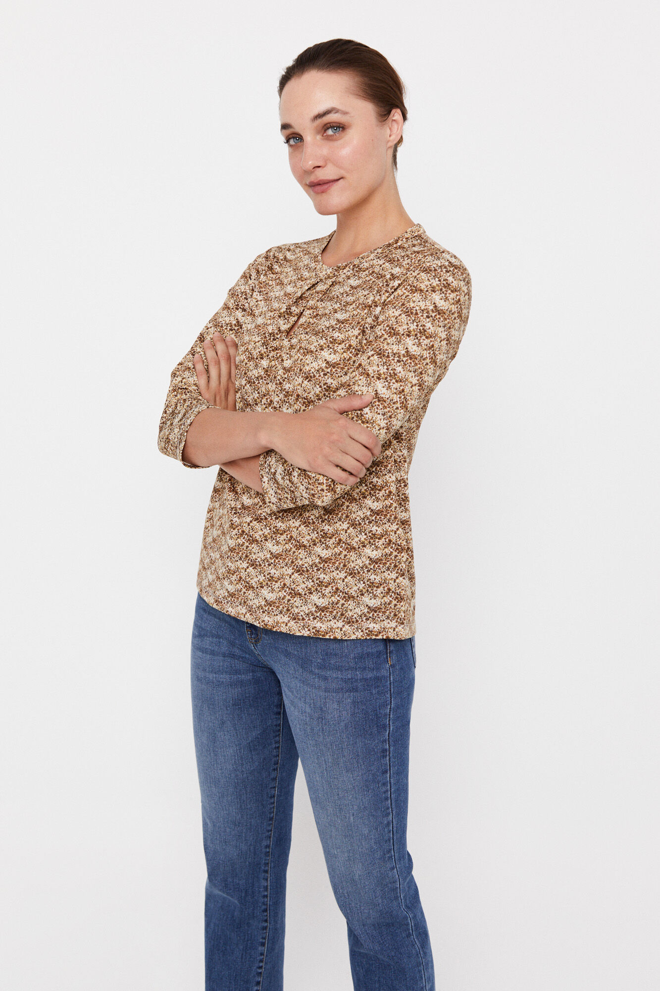 Blusa de malha plissada - Bege