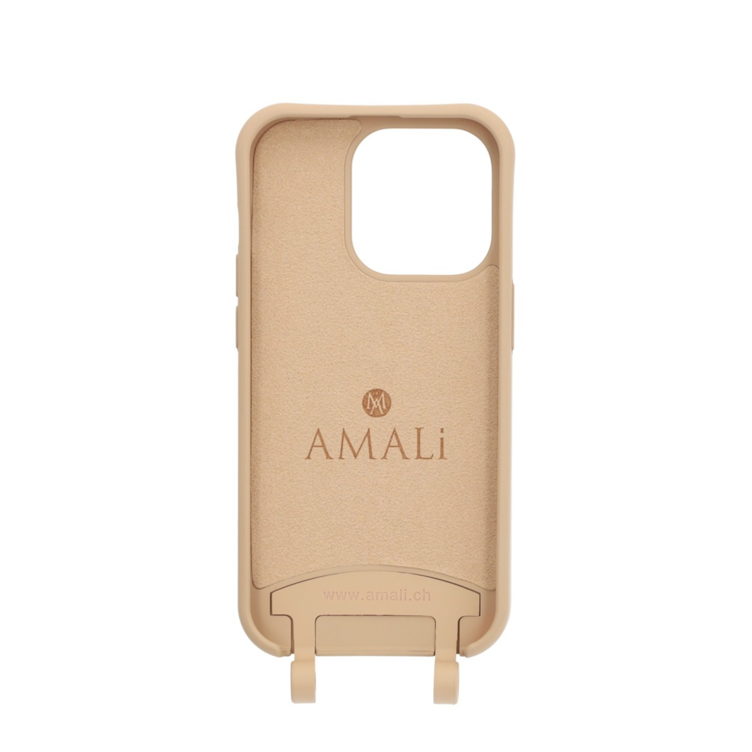 iPhone 16 Pro Handy Hülle Elegantes Case mit abnehmbarem Necklace Adapter - Nude / Silver
