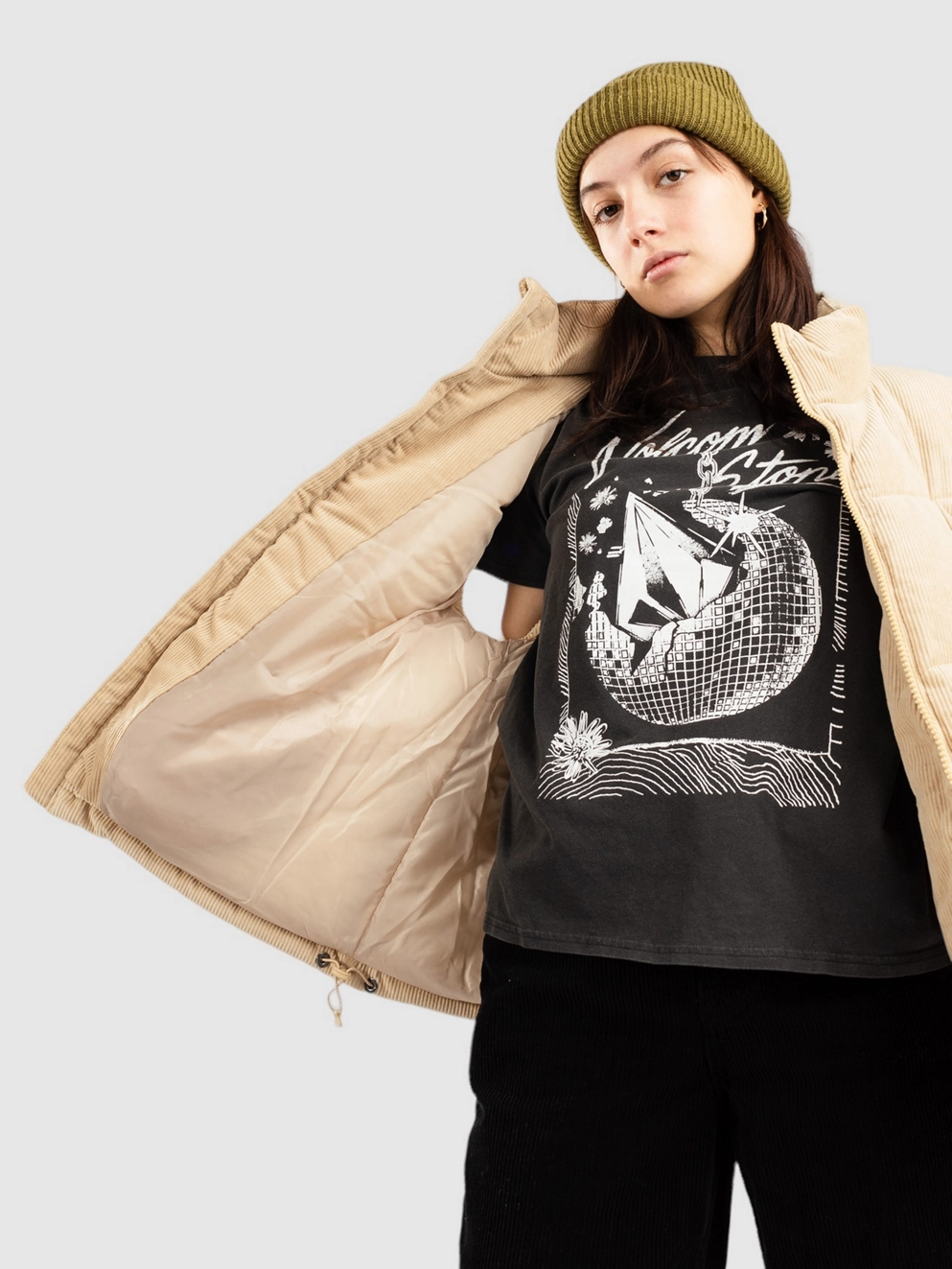 Volcom Cord'N Puff Puffer Jacket khaki