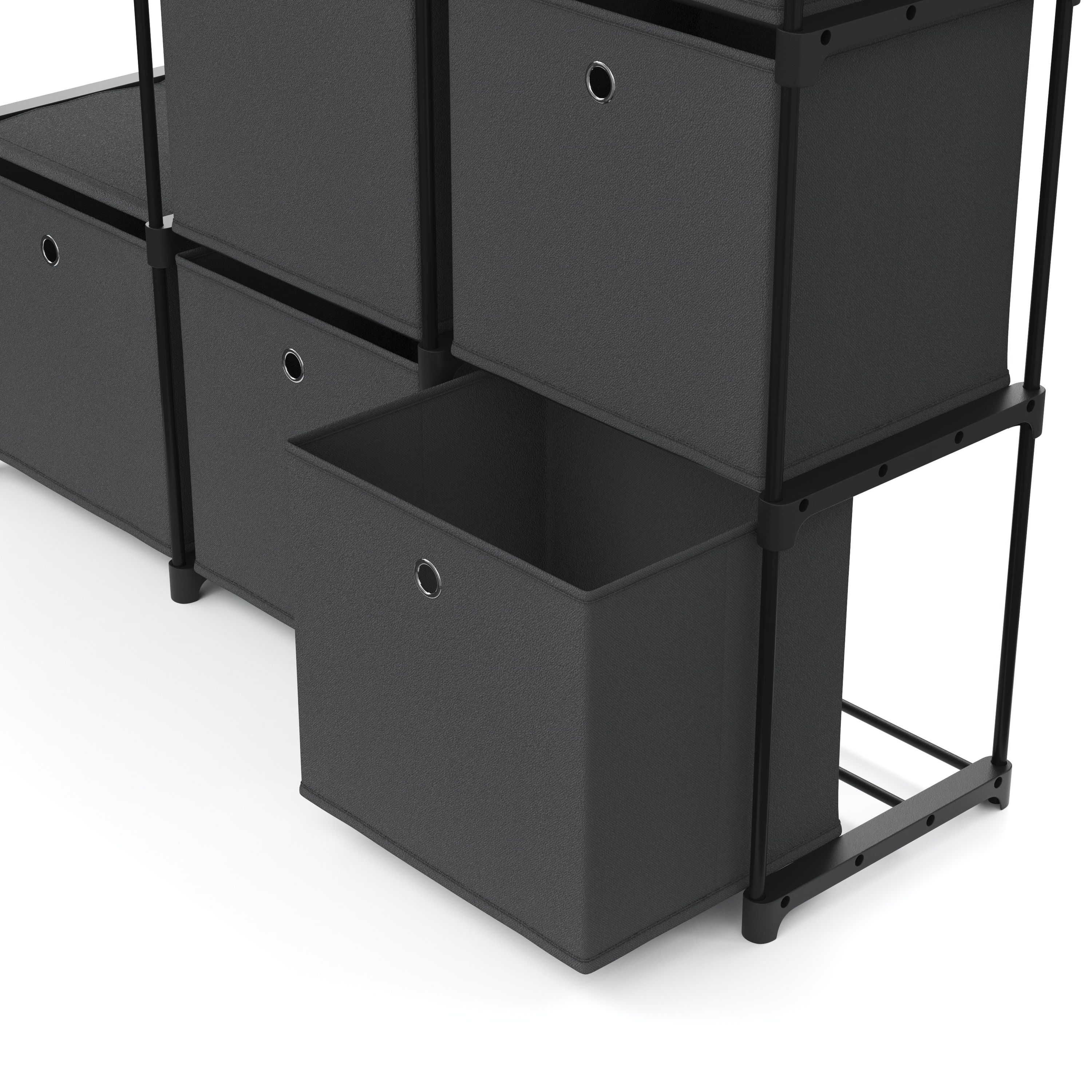 Regal mit 6 Aufbewahrungsboxen 105 x 105 cm anthrazit