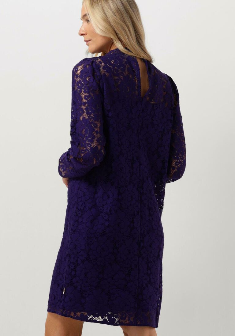 JANSEN AMSTERDAM paarse jansen amsterdam mini jurk lc587 dress lace long sleeves