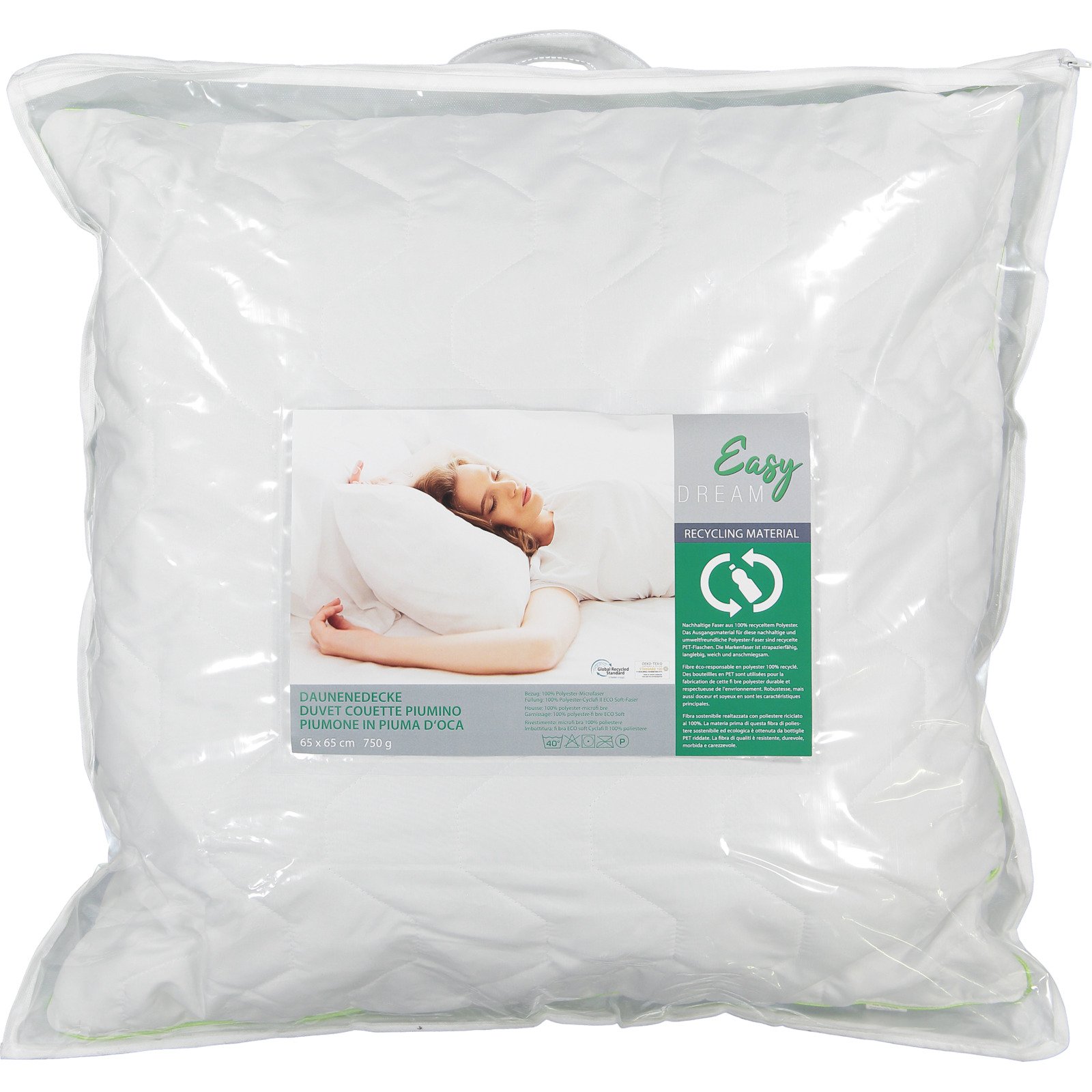 Kissen Cycafill Eco, 65x65 Kissen, weiss