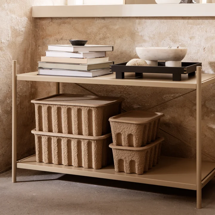 Ferm Living - Paper Pulp Aufbewahrungsbox, XL, charcoal (2er-Set)