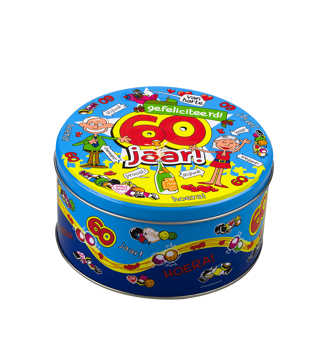 Snoeptrommel 60 Jaar 14cm