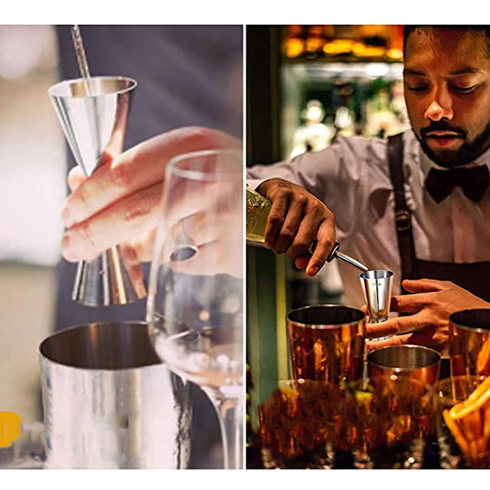 Edelstahl Messbecher Doppelseitiger Jigger Cocktail Barmass - Silber