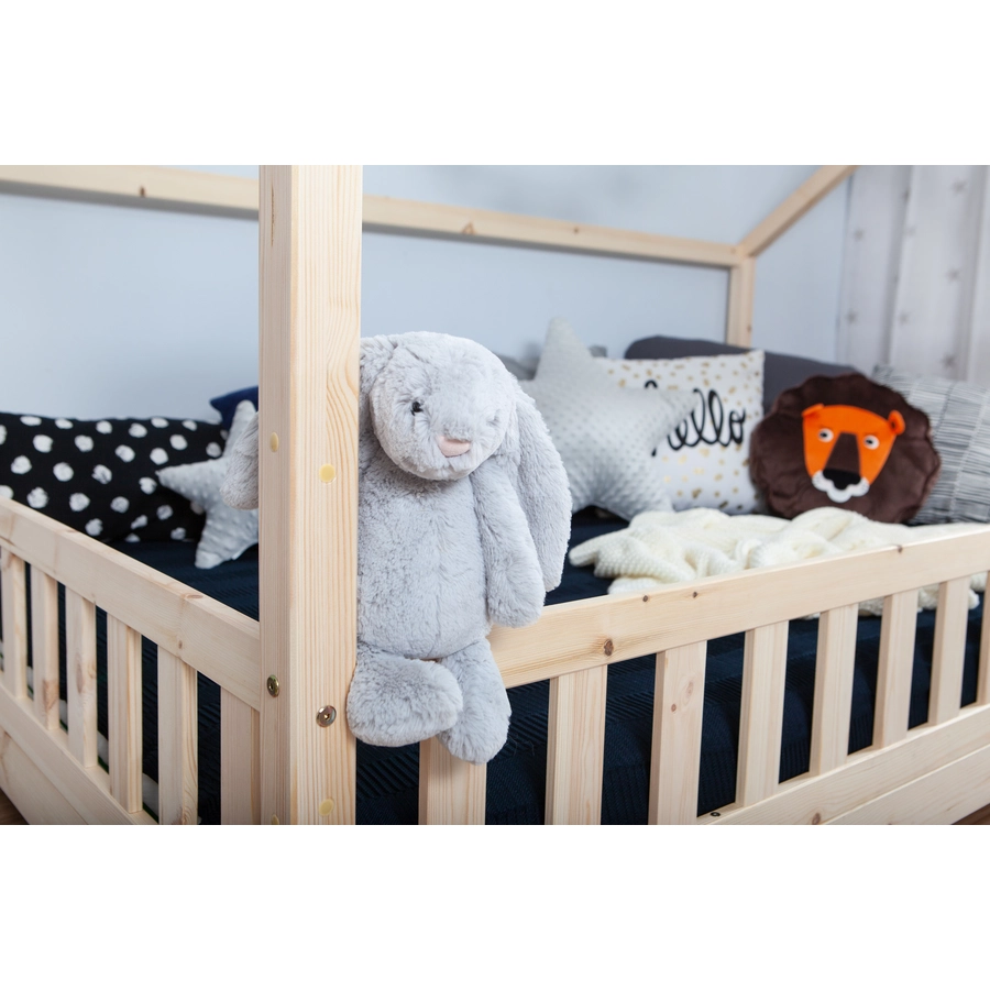 TICAA Kinderbett Hausbett Kay 90x200 Kiefer natur Natur