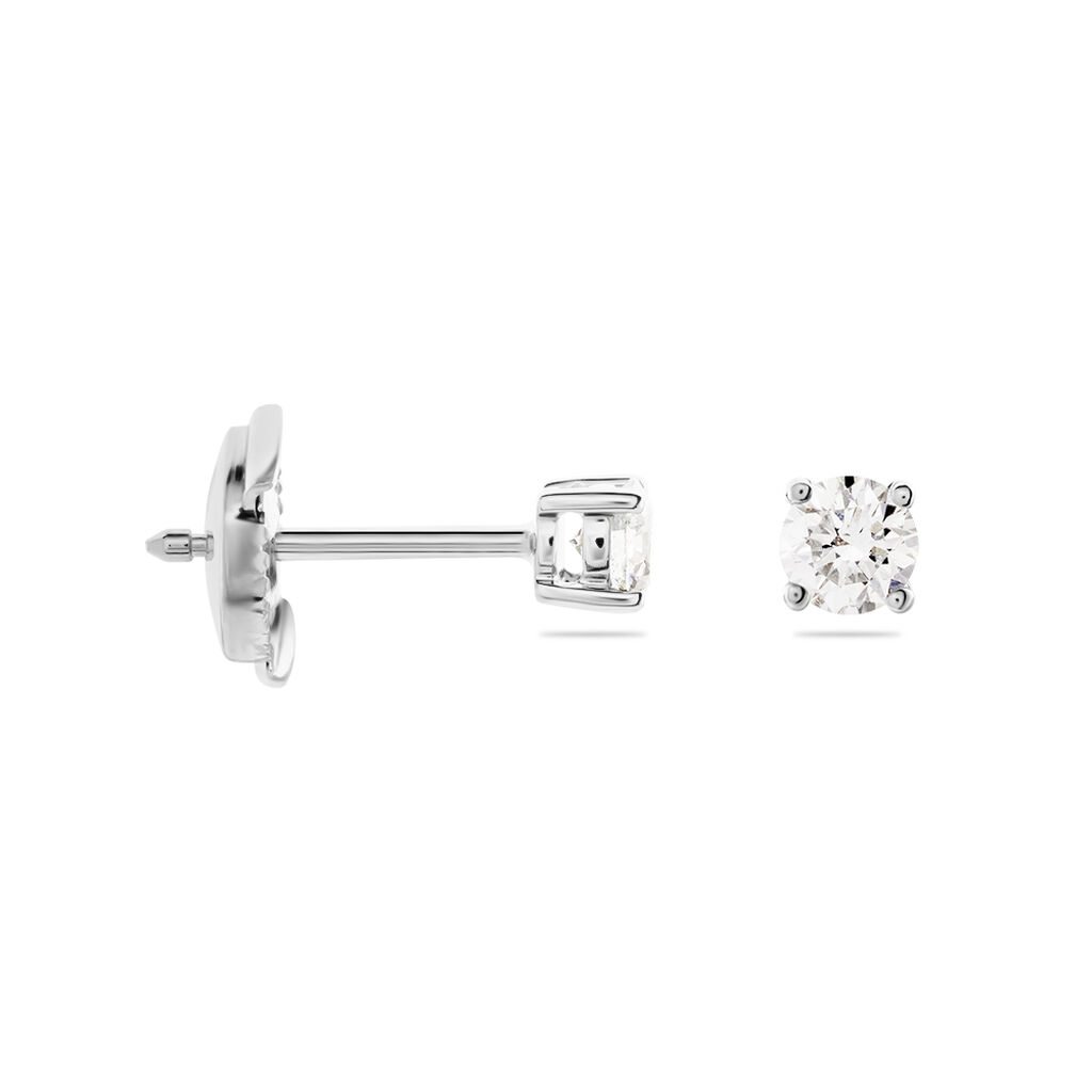 Boucles D'oreilles Puces Victoria Platine Blanc Diamant
