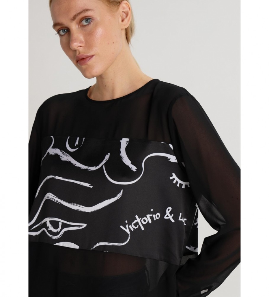 Victorio & Lucchino, Blusa V&L Art Chiffon preta