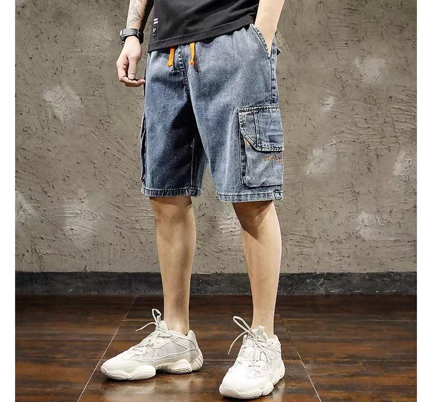 WidoWilder - Cargo denim shorts met hoge taille en wijde pijpen