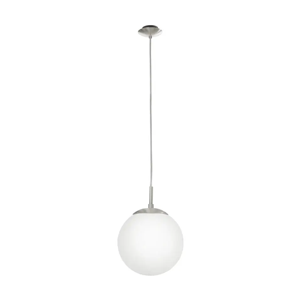 EGLORondo-Hanglamp-1Lichts-Ø200mm.-Nikkel-Mat-Wit