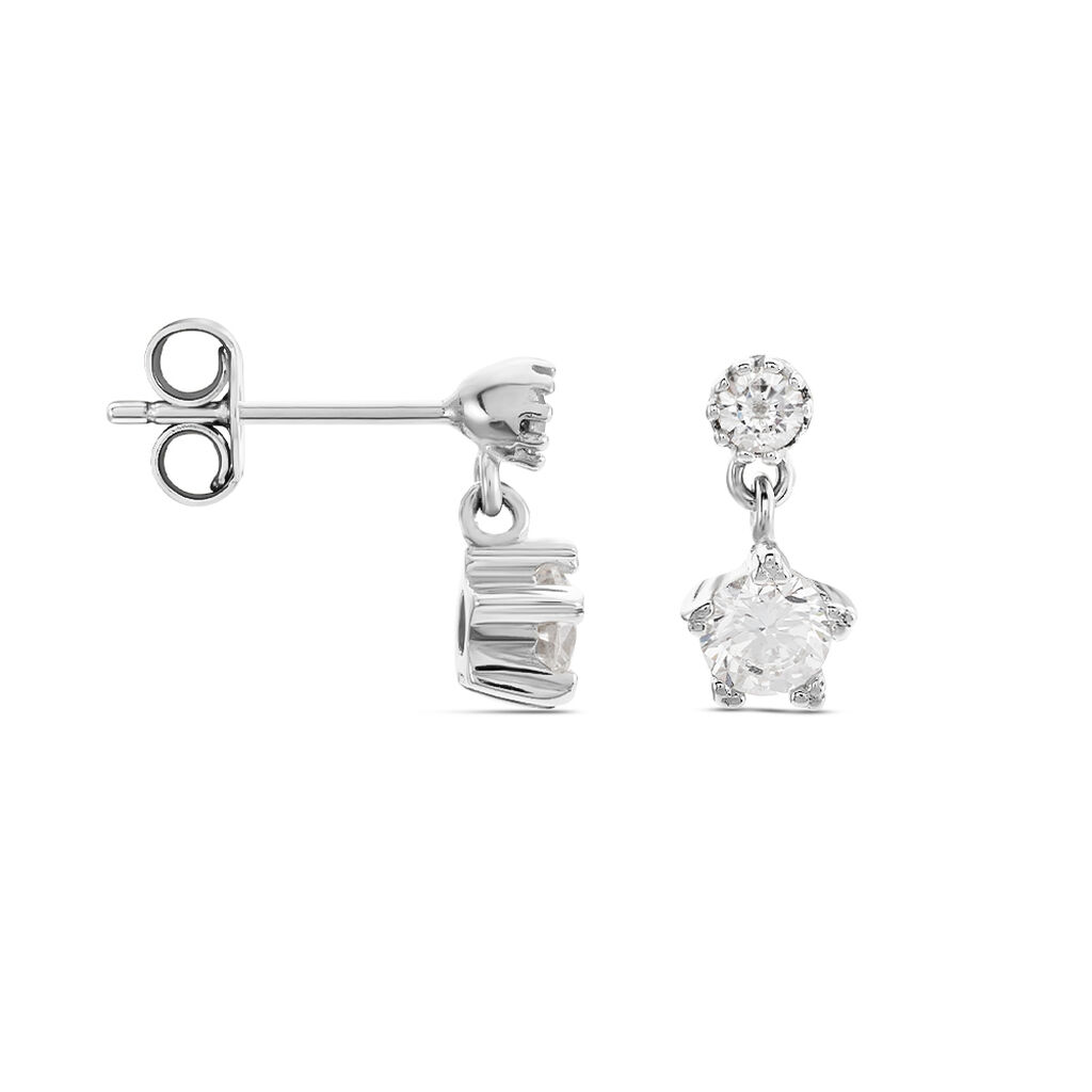 Boucles D'oreilles Puces Tibby Argent Blanc Oxyde De Zirconium