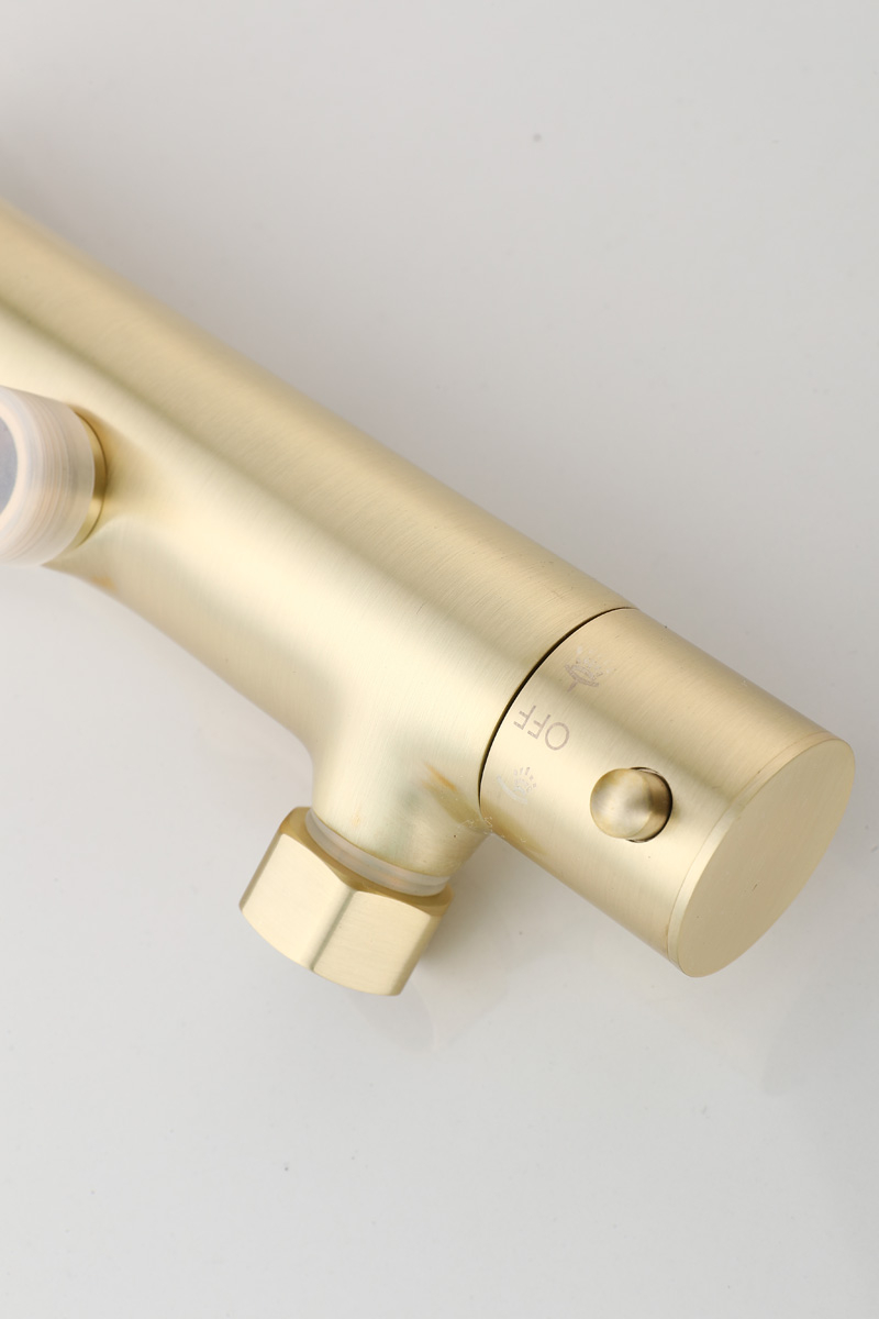 Saniclear Brass opbouw regendouche geborsteld messing / mat goud 20cm hoofddouche staaf handdouche