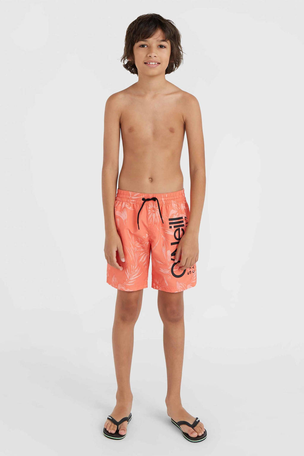 zwemshort met logo koraaloranje