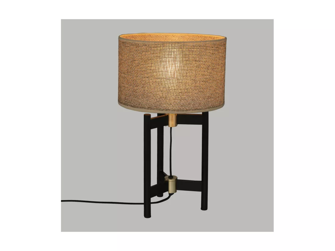 Lampe à poser en métal Noir et abat-jour Beige H 51 cm