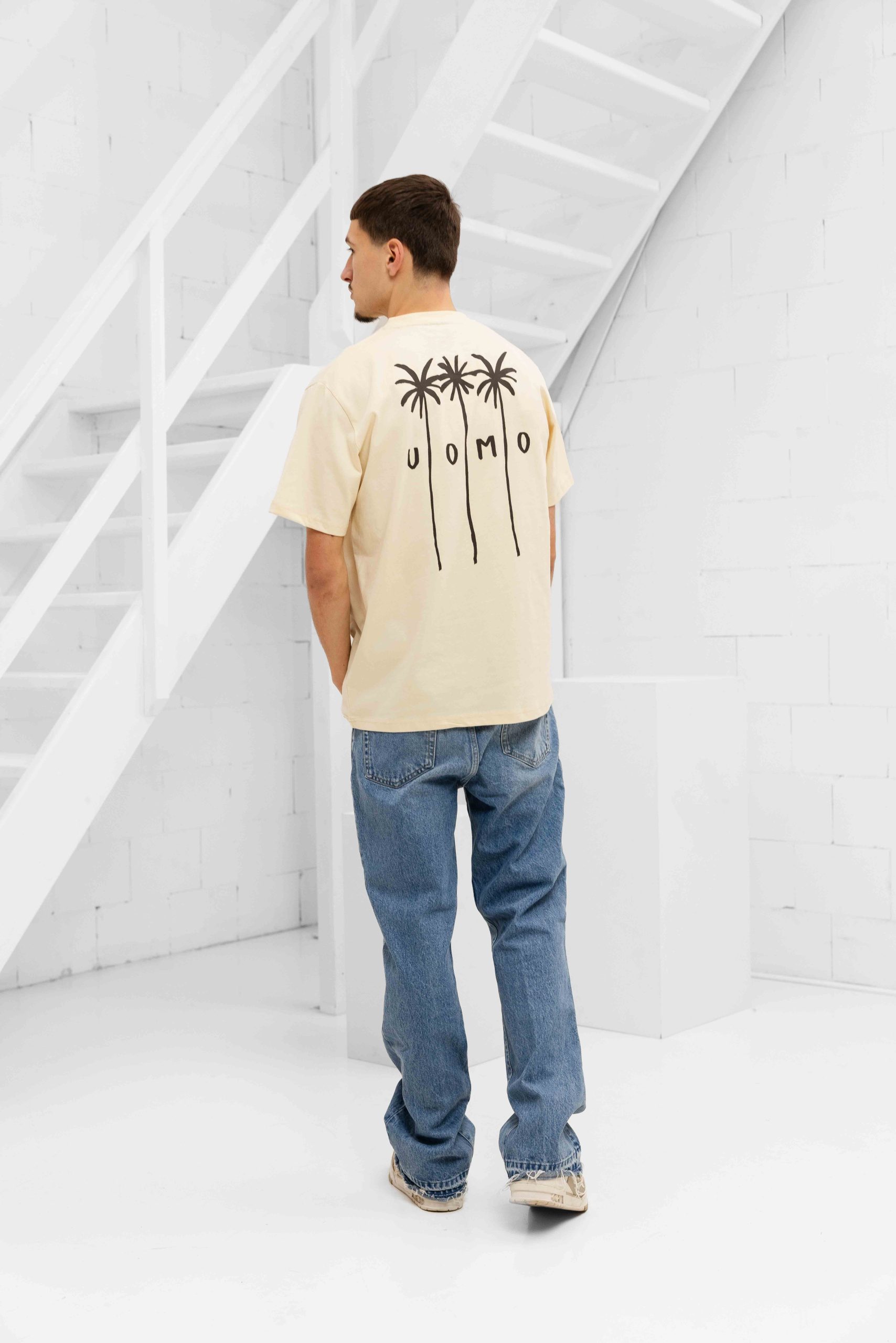 24 Uomo Palm T-Shirt Heren Beige