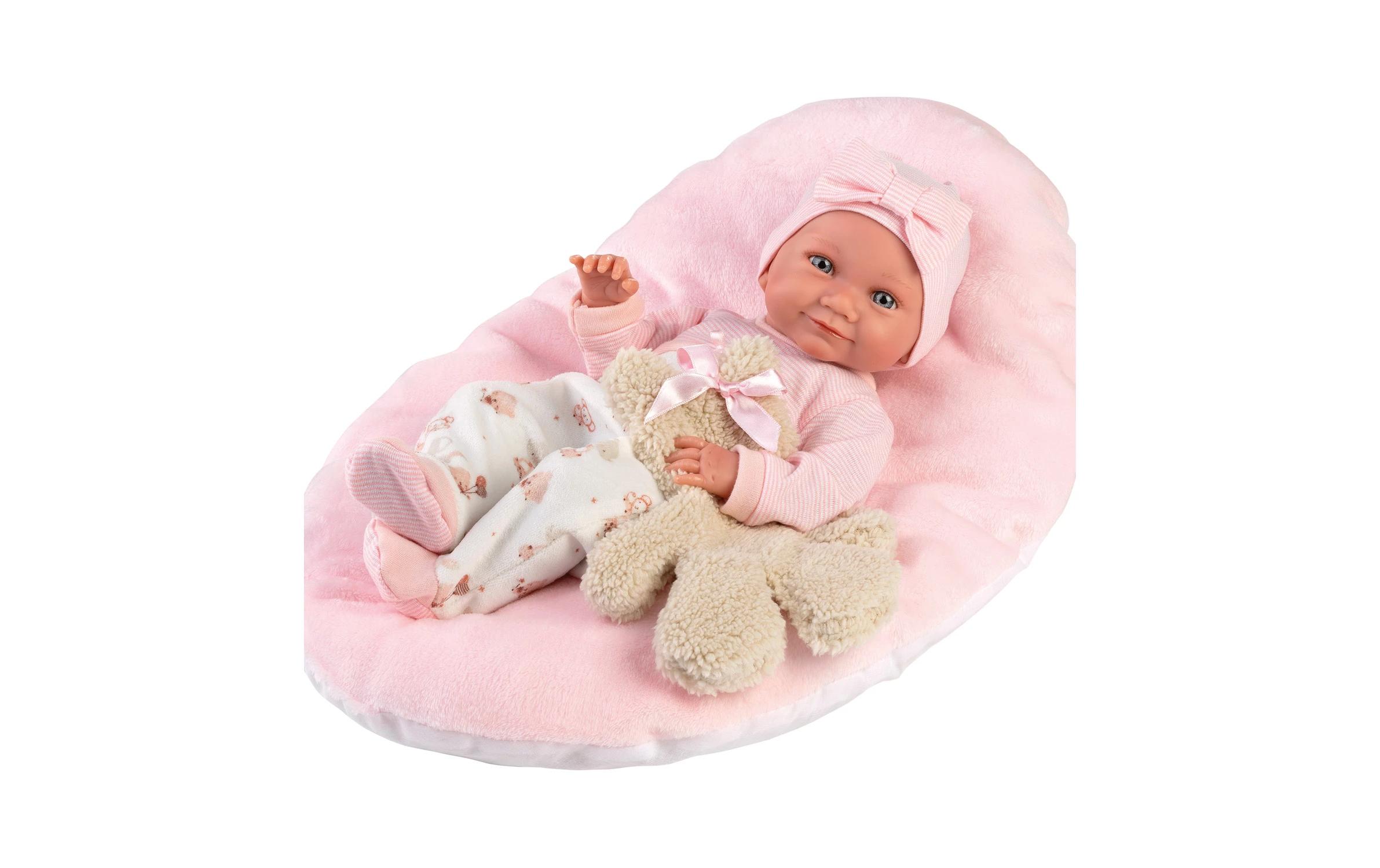 Babypuppe Nica mit Kissen Rosa 40 cmNew Born Puppe mit weichem Stoffkörper