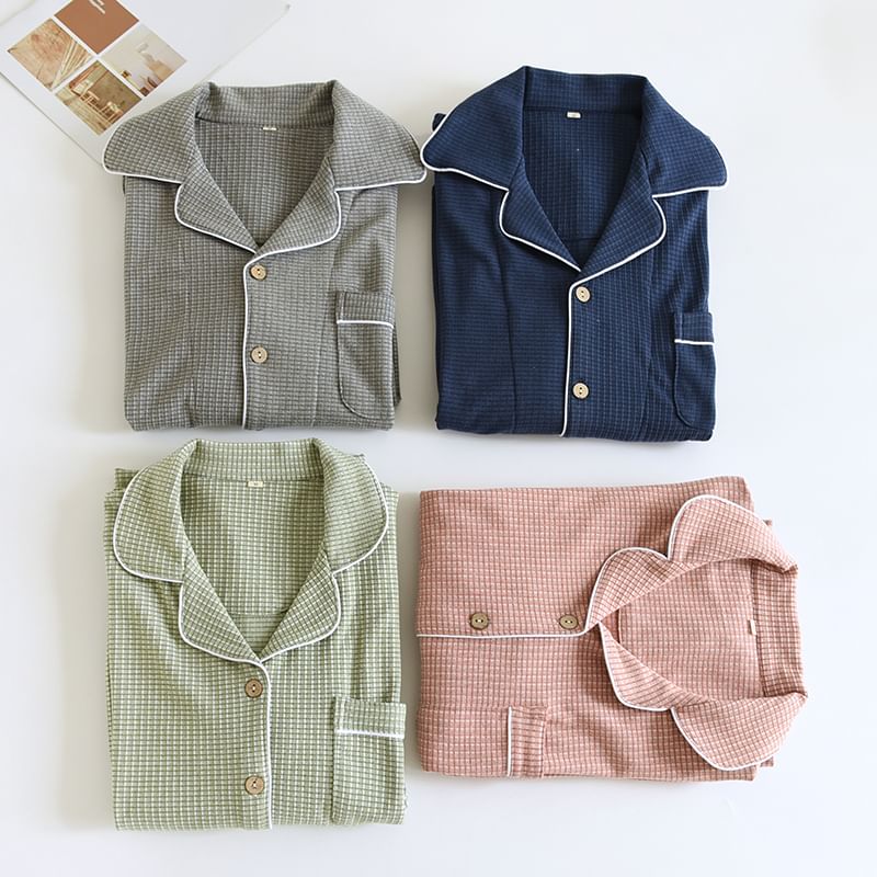 MelMount - Bijpassende pyjamaset voor koppels: geruit overhemd + broek
