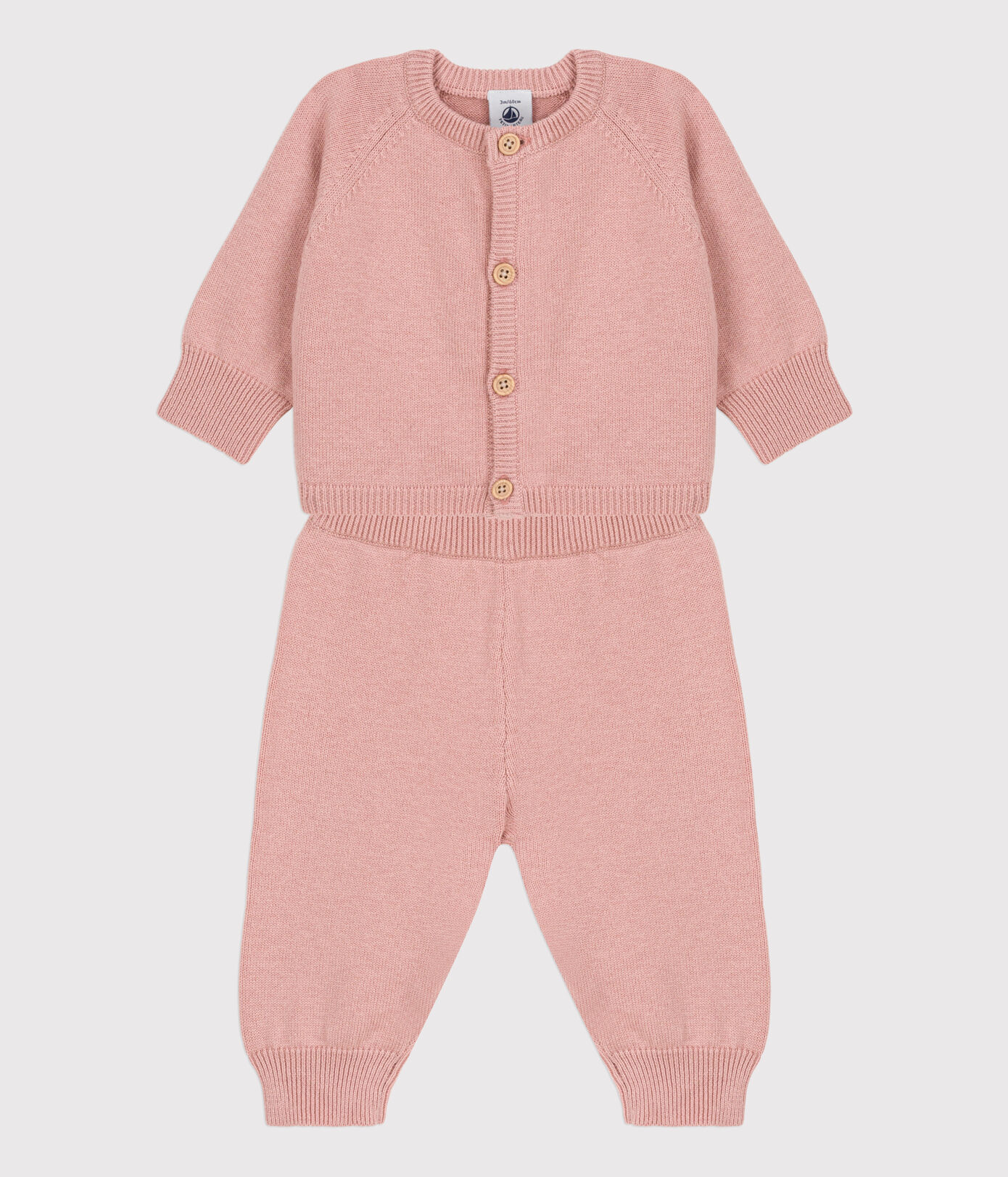 Ensemble 2 pièces bébé en tricot laine et coton