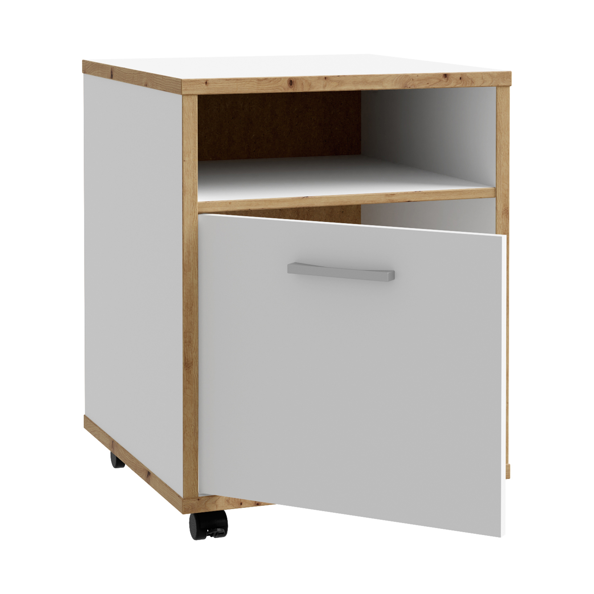 Rollcontainer - weiß-Artisan Eiche - 50 cm