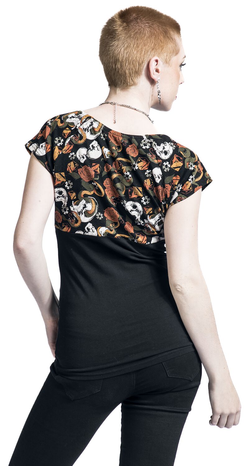 Pleated T-Shirt with Old School Print | Rock Rebel by EMP T-Shirt Manches courtes