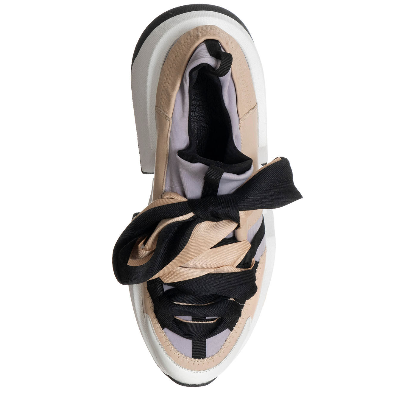 Loretta Pettinari Sneakers en Cuir & Toile Lorena lilas/rose/noir - Plateforme 5 cm