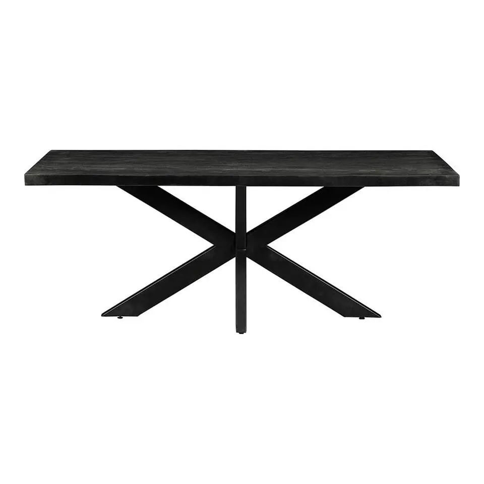 Mangohoutonline - Eettafel Memphis Black 140x90cm Rechthoekig - Zwart - Mahom