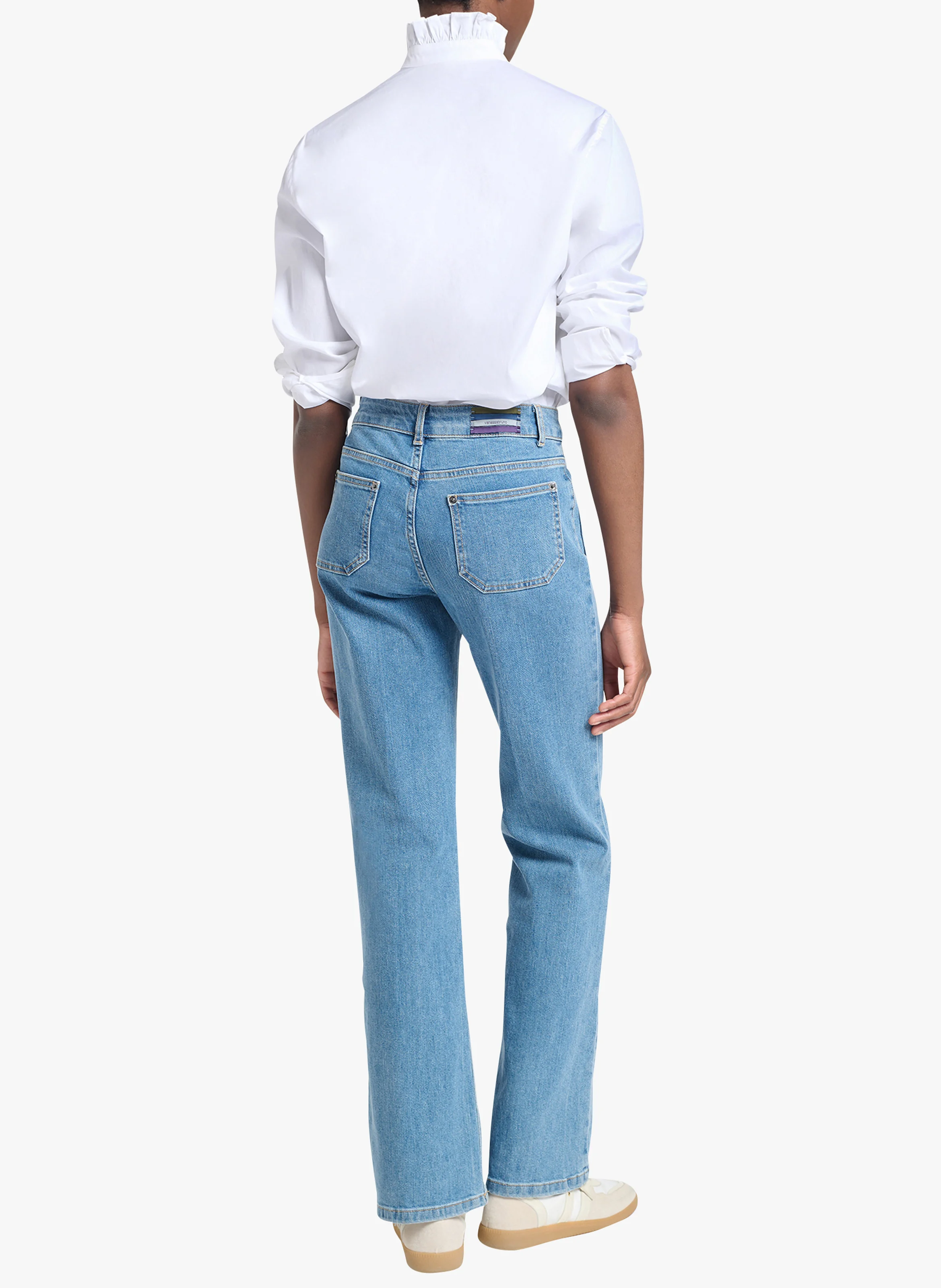 DOMPAY - Jean flare taille haute en coton | Bleu