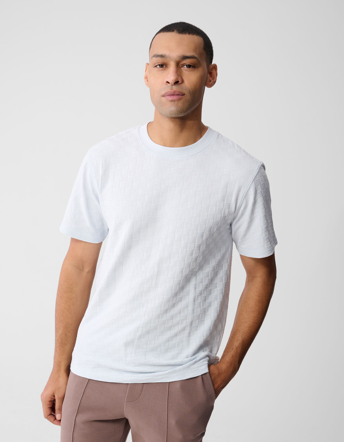 Structuur T-shirt Lichtblauw