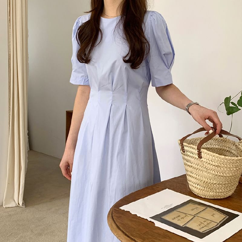 Coris - Effen maxi-zonnejurk met korte mouwen en ronde hals